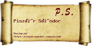 Piszár Sándor névjegykártya